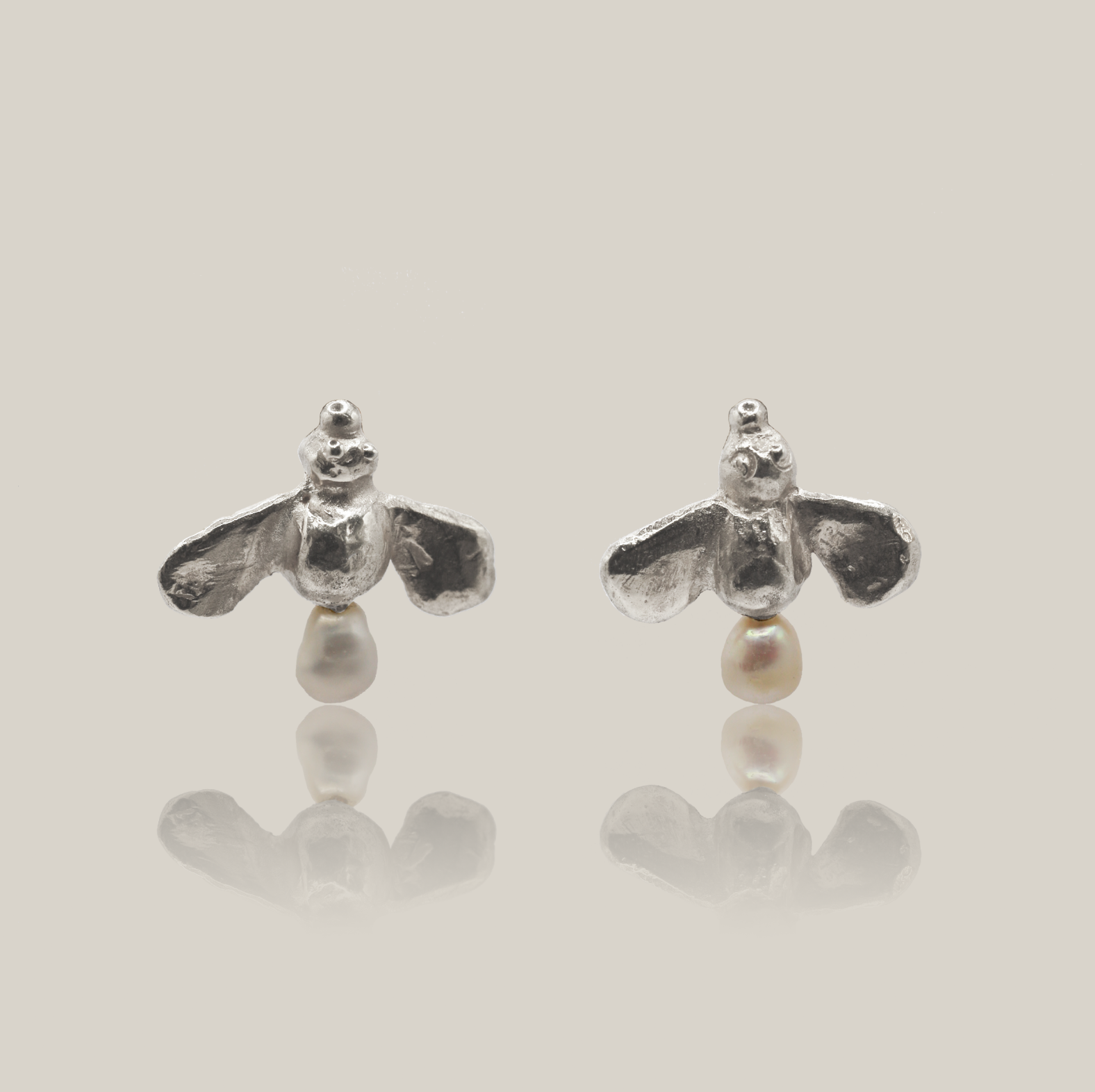 the honeybee stud earrings product shot sterling silver